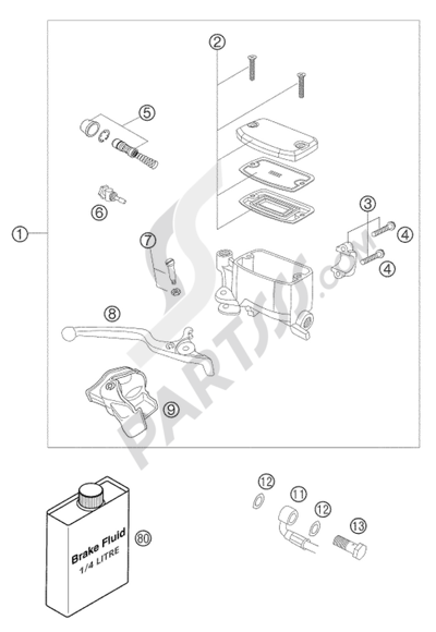 KTM 950 ADVENTURE ORANGE LOW 2004 EU HAND BRAKE CYLINDER LC8