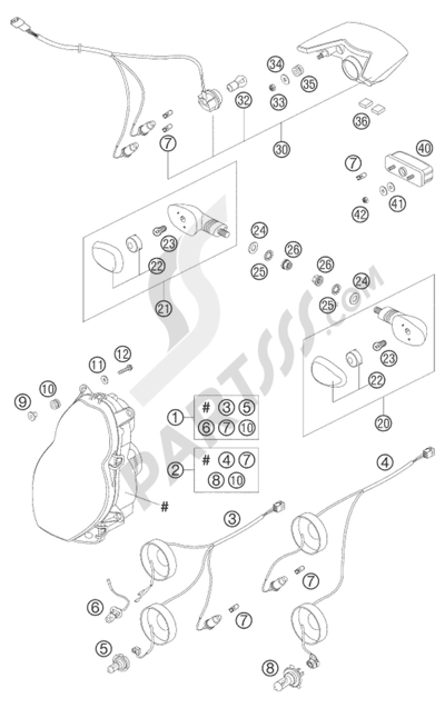 KTM 950 ADVENTURE ORANGE LOW 2004 EU HEAD LIGHT, FLASHER, TAILLIGHT