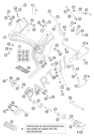 KTM 950 ADVENTURE ORANGE LOW 2004 EU LUBRICATING SYSTEM LC8