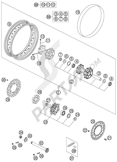 KTM 950 ADVENTURE ORANGE LOW 2004 EU REAR WHEEL LC8