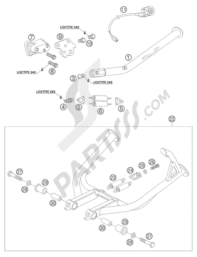 KTM 950 ADVENTURE ORANGE LOW 2004 EU SIDE- AND CENTERSTAND LC8