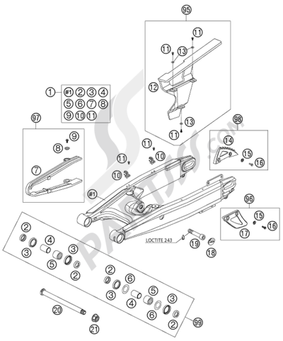 KTM 950 ADVENTURE ORANGE LOW 2004 EU SWING ARM LC8