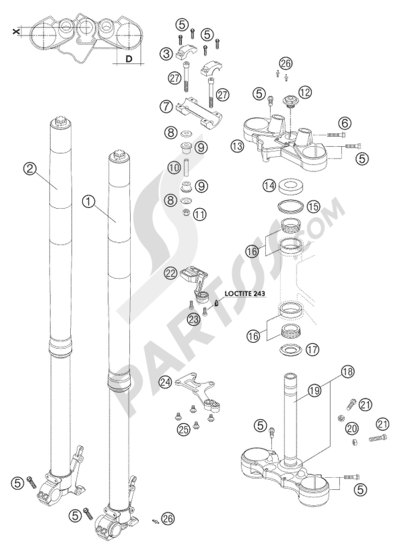 KTM 950 ADVENTURE ORANGE LOW 2004 EU TELESCOPIC FORK WP USD 48 LC8