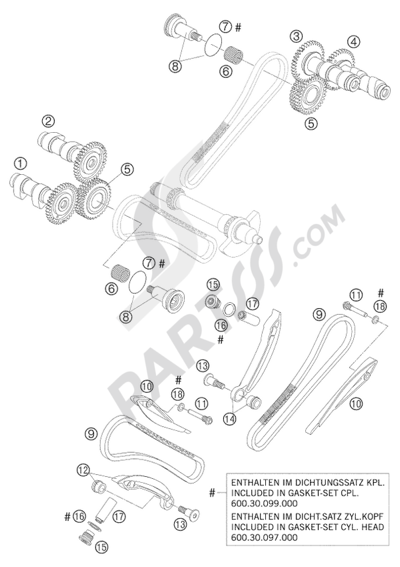 KTM 950 ADVENTURE ORANGE LOW 2004 EU TIMING DRIVE LC8
