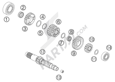 KTM 950 ADVENTURE ORANGE LOW 2004 EU TRANSMISSION I - MAIN SHAFT