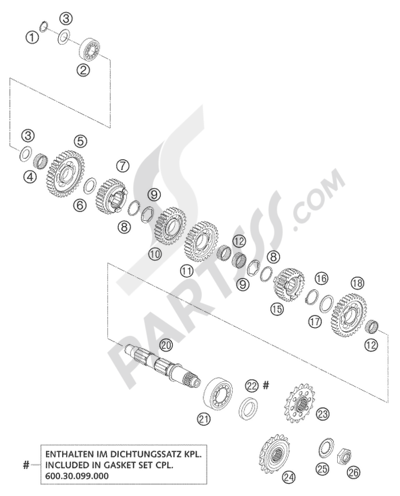 KTM 950 ADVENTURE ORANGE LOW 2004 EU TRANSMISSION II - COUNTERSHAFT