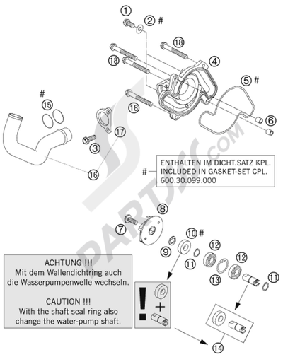 KTM 950 ADVENTURE ORANGE LOW 2004 EU ウォーターポンプ