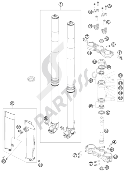 KTM 690 ENDURO 2009 EU FRONT FORK, TRIPLE CLAMP