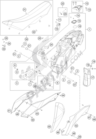 KTM 690 ENDURO 2009 EU TANK, SEAT, COVER