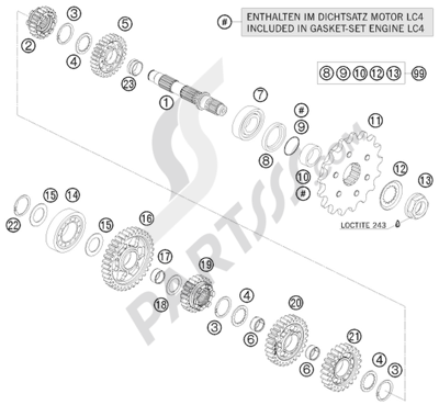 KTM 690 ENDURO 2009 EU TRANSMISSION II - COUNTERSHAFT