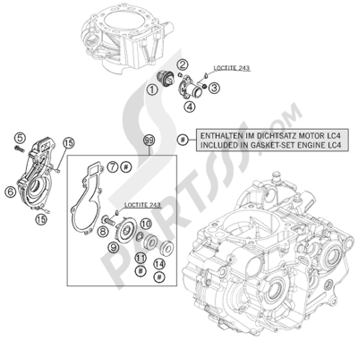 KTM 690 ENDURO 2009 EU ウォーターポンプ