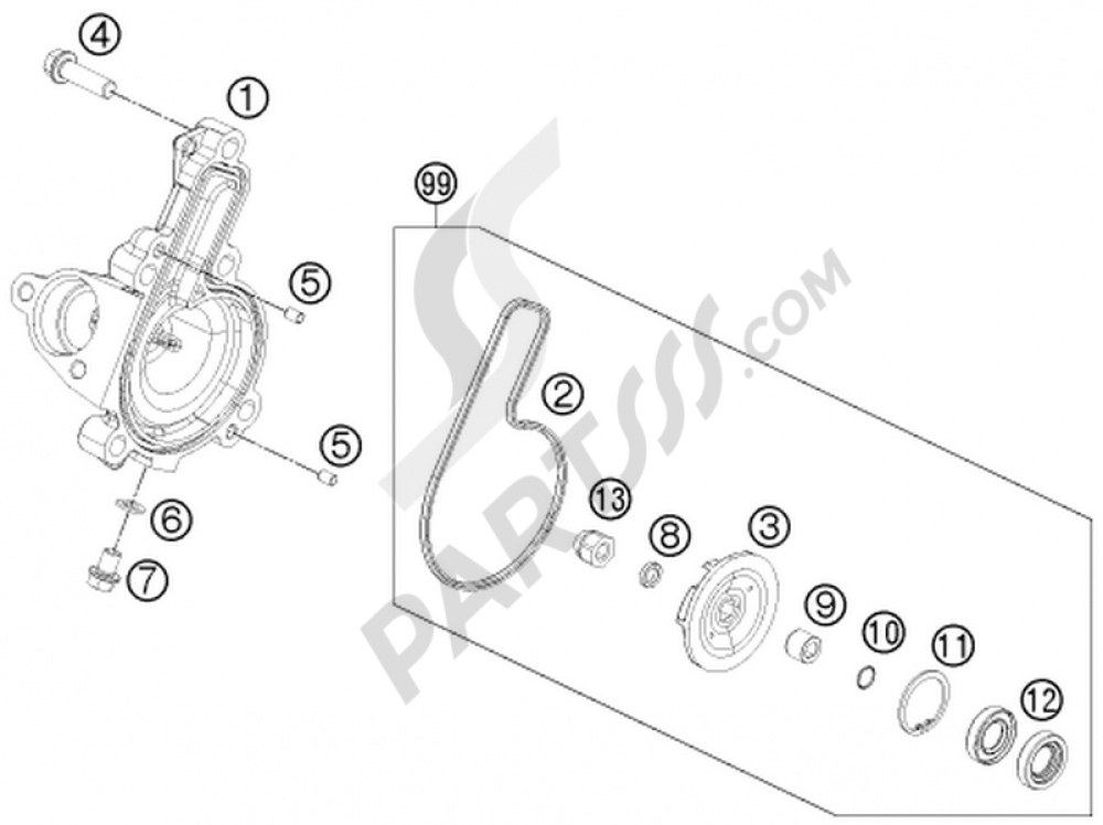 POMPE À EAU KTM 390 DUKE BL. ABS 2016 EU