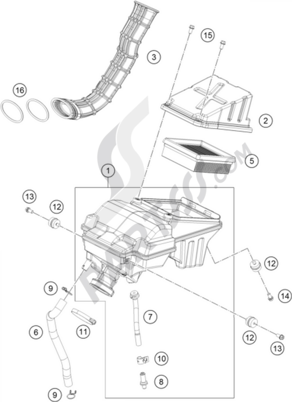 AIR FILTER KTM RC 125 BLACK ABS B.D. 2015 EU