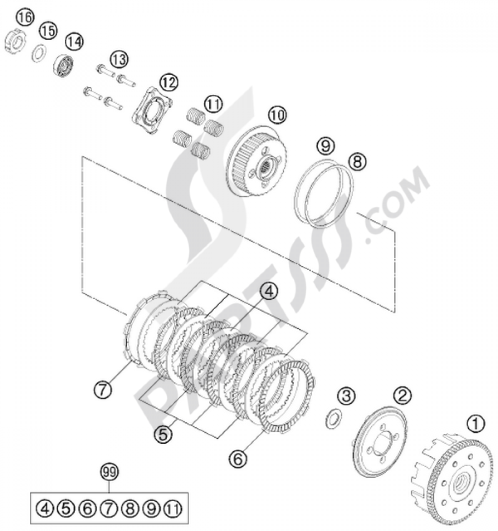 EMBRAYAGE KTM RC 200 BAJ.DIR. 2014 EU