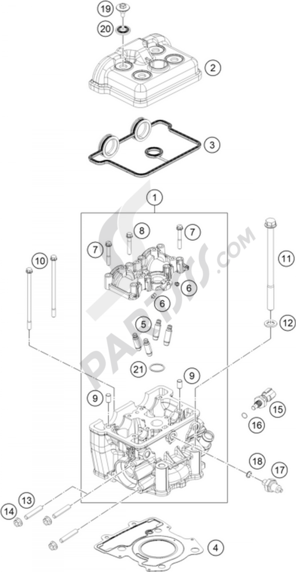 CYLINDER HEAD KTM RC 200 WHITE W/O ABS B.D. 2016 EU