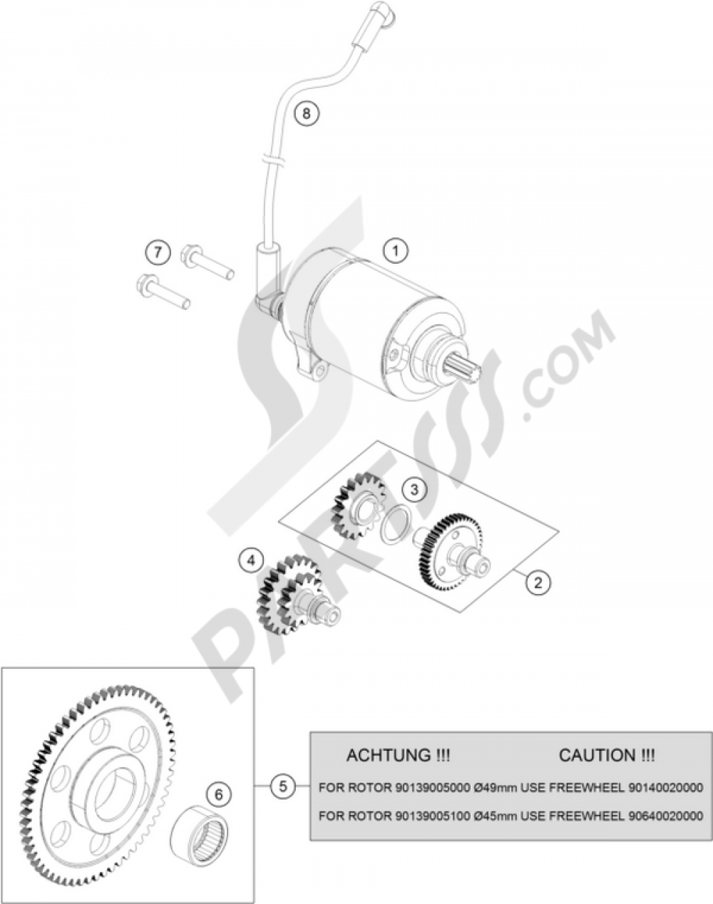 ELECTRIC STARTER KTM RC 200 WHITE W/O ABS B.D. 2016 EU