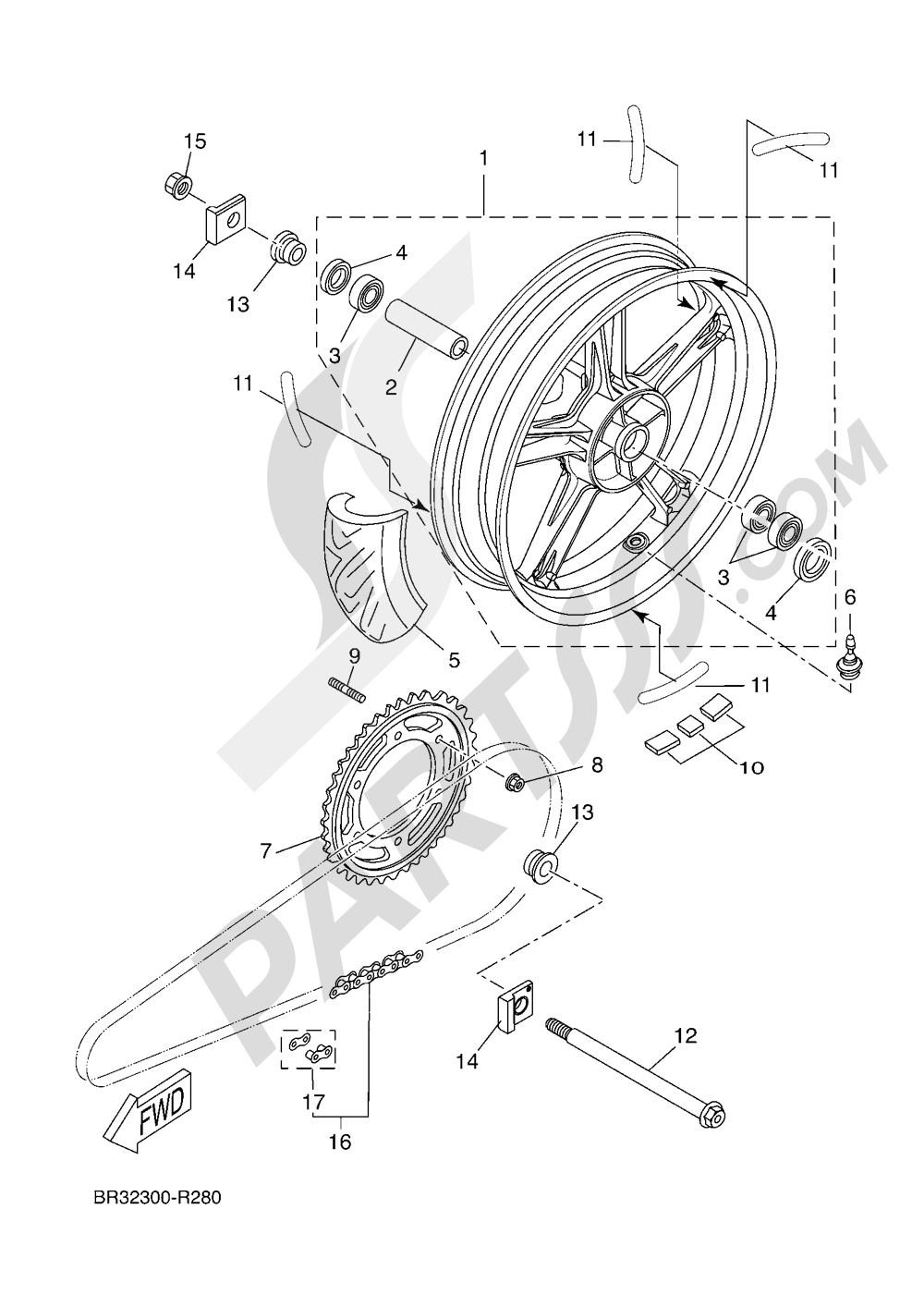 REAR WHEEL Yamaha MT-125 ABS 2016
