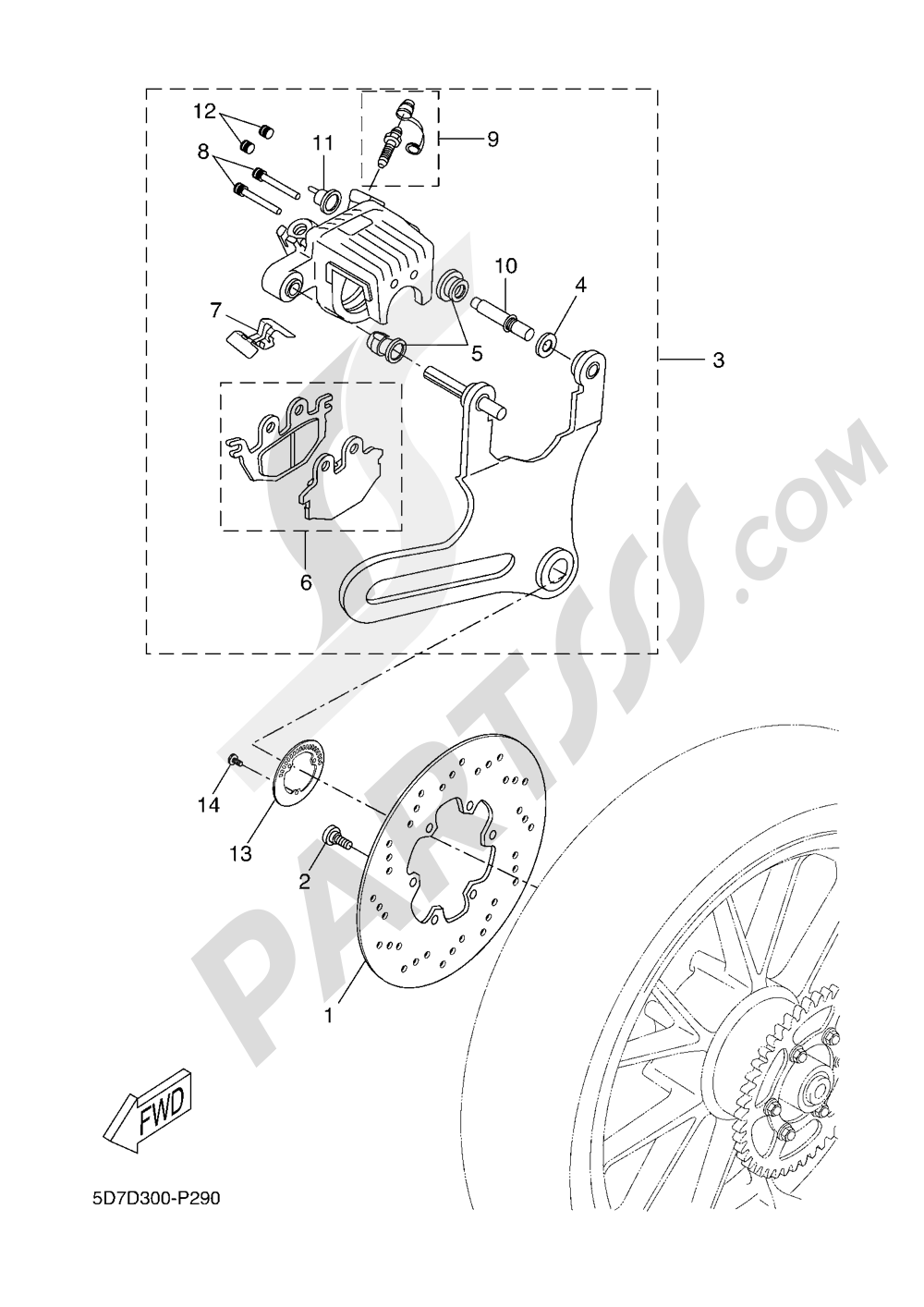 REAR BRAKE CALIPPER Yamaha MT-125 ABS 2016