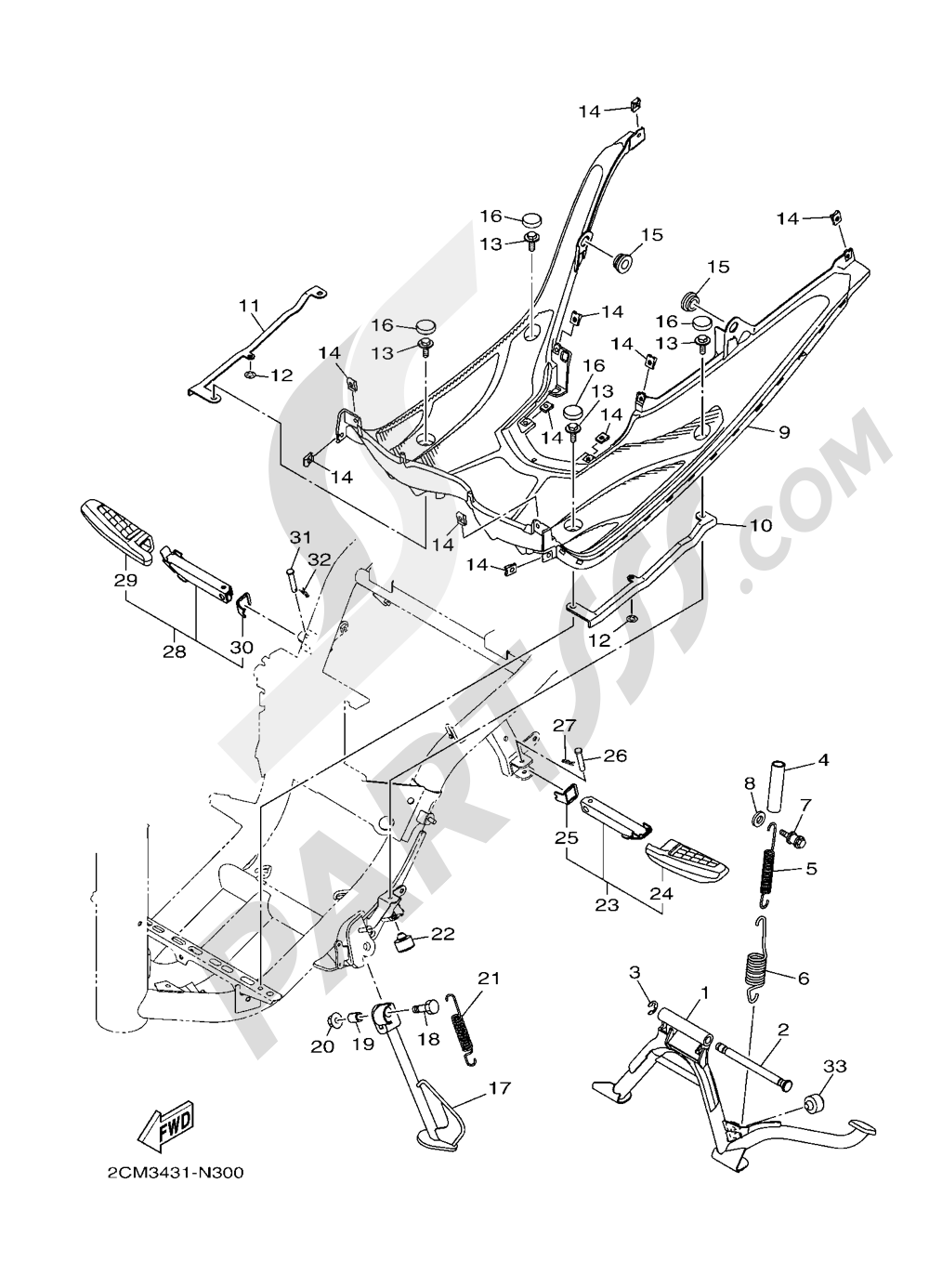 STAND & FOOTREST Yamaha TRICITY ABS 2016