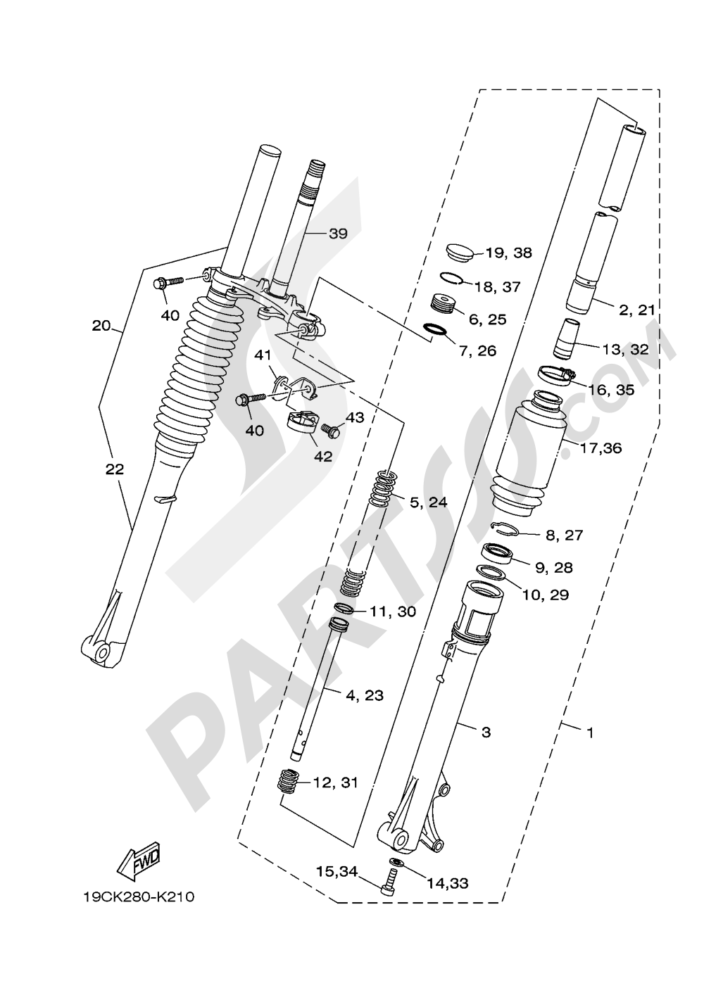 FRONT FORK Yamaha TT R125LW 2016