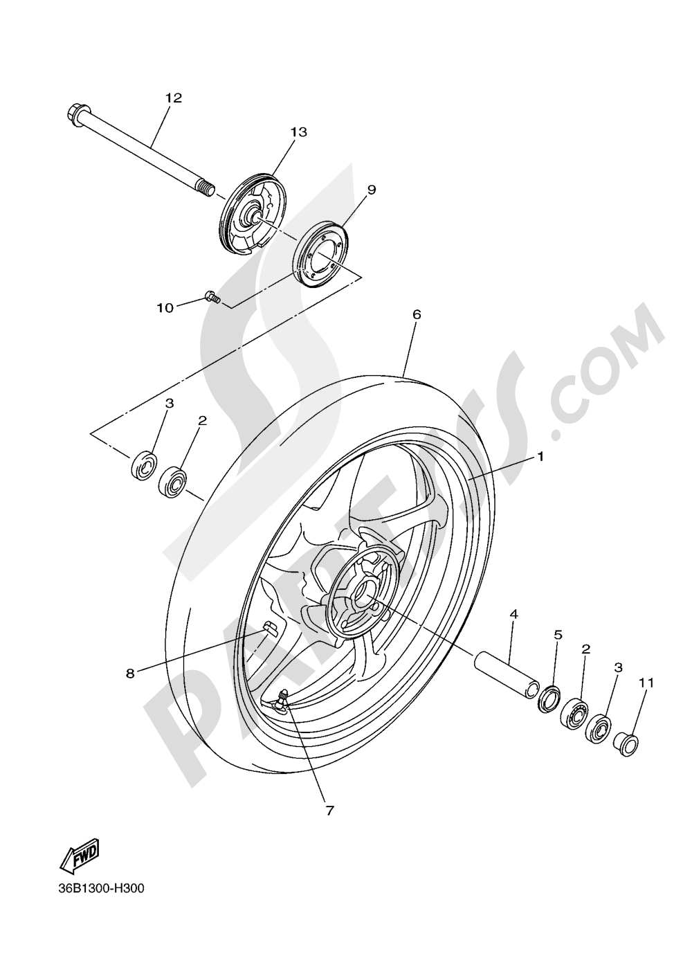 Axe De Roue Avant Yamaha XJ 600 Diversion - Modèles 1998 à 2002, Pièce D'origine