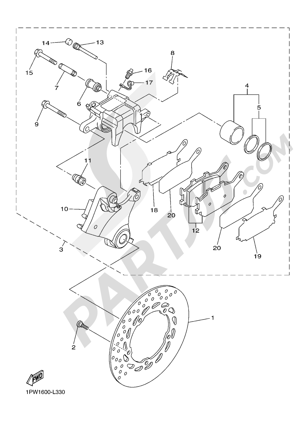REAR BRAKE CALIPPER Yamaha XJ6 Diversion F 2016