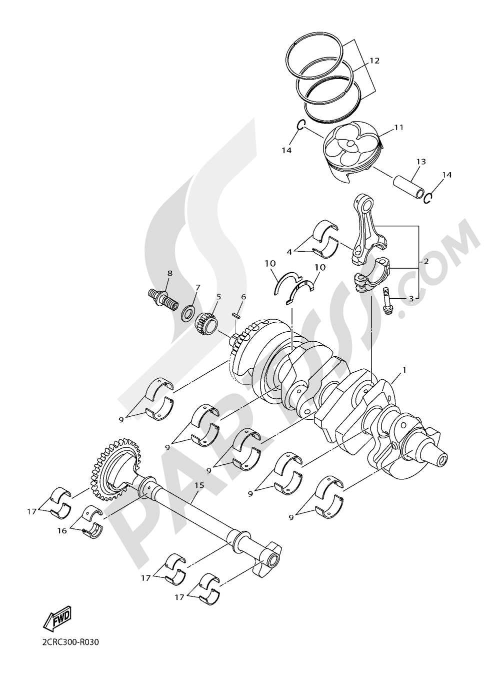 CRANKSHAFT & PISTON Yamaha YZF-R1M 2016