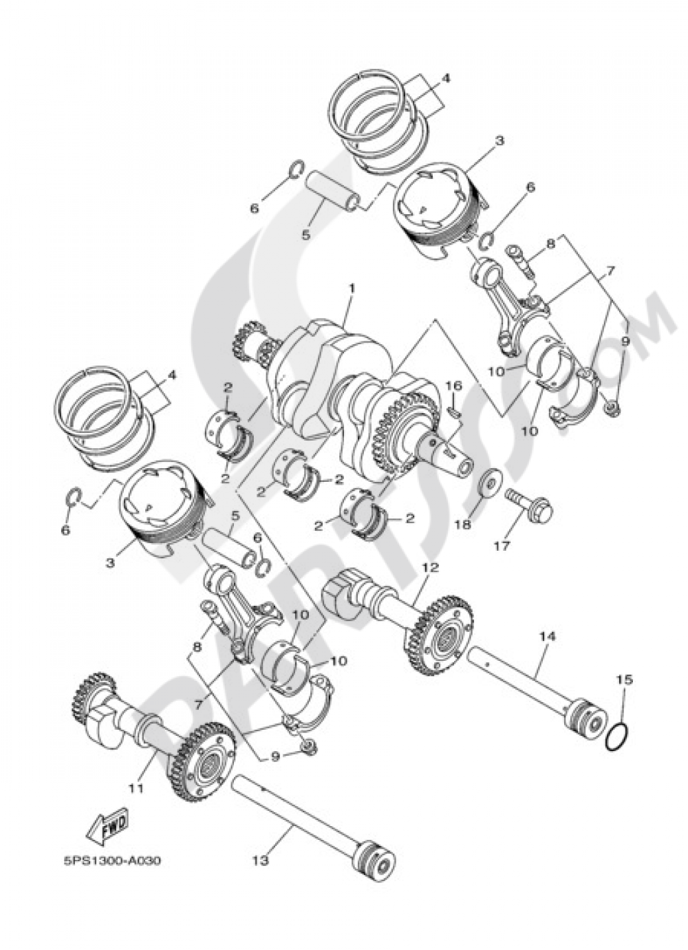 CRANKSHAFT & PISTON Yamaha TDM 900 ABS 2007