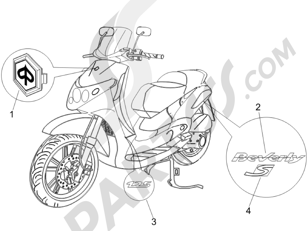 Letreros - Escudos Piaggio BEVERLY 125 SPORT E3 2007-2008