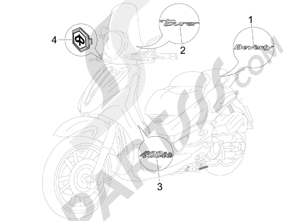 Letreros - Escudos Piaggio Beverly 400 ie Tourer E3 2008-2009