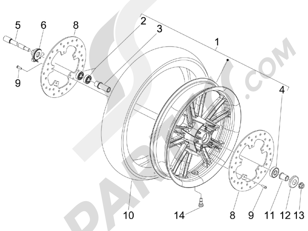 Rueda delantera Piaggio Beverly 400 ie Tourer E3 2008-2009