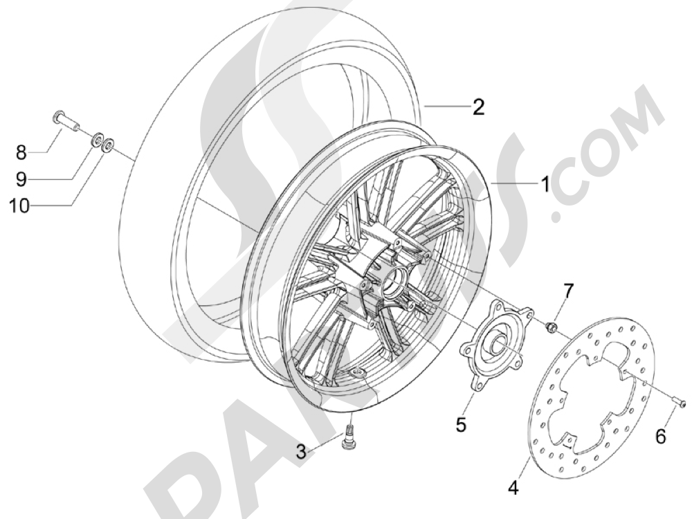 REAR WHEEL Piaggio Beverly 400 ie Tourer E3 2008-2009