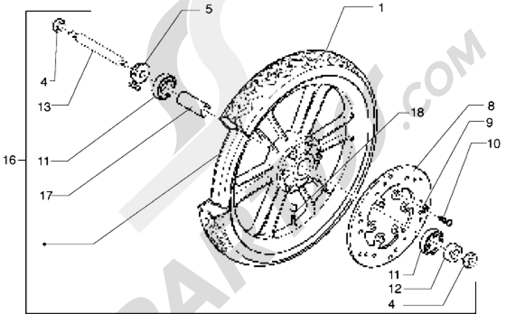 ROUE AVANT Piaggio Free 100 1998-2005