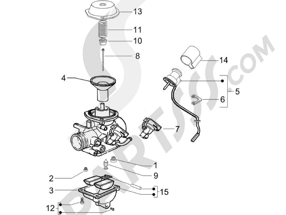 Componentes de carburador Piaggio Liberty 125 4T PTT E3 (F) 2007