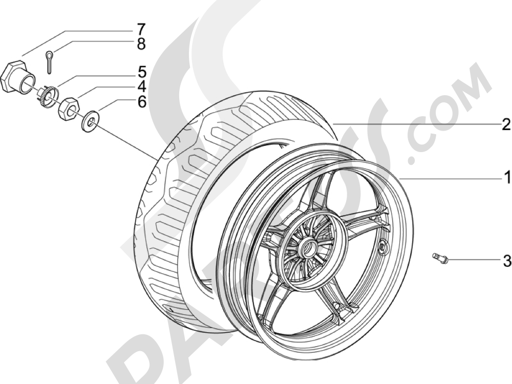 ROUE ARRIERE Piaggio Liberty 50 2T Sport 2007-2008