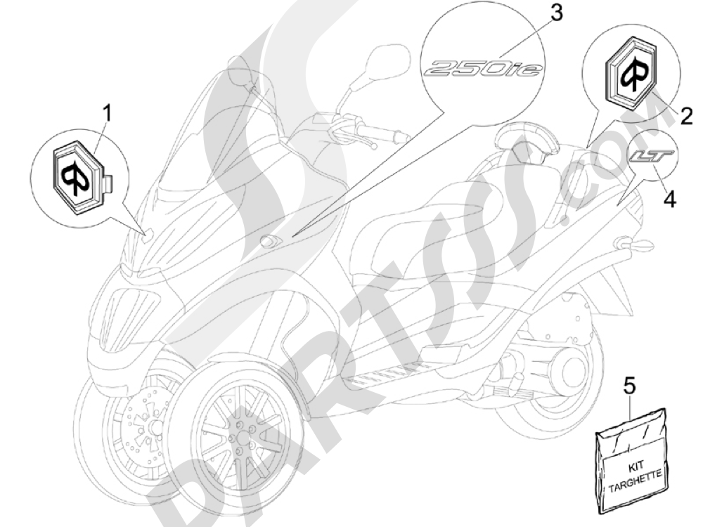 Letreros - Escudos Piaggio MP3 250 ie LT 2008-2009
