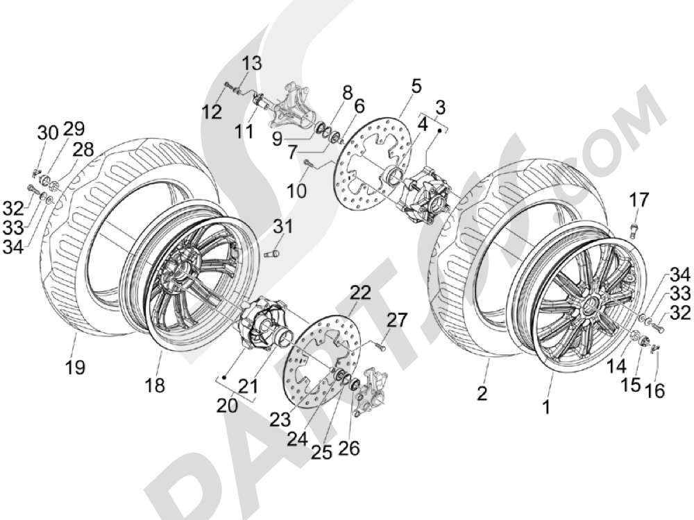 ROUE AVANT Piaggio MP3 250 ie LT 2008-2009