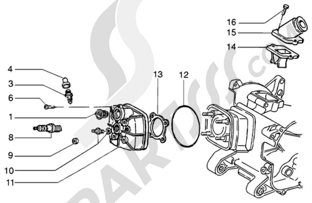 Culata-deflector y racor de admision Piaggio NRG MC3 DD 1998-2005