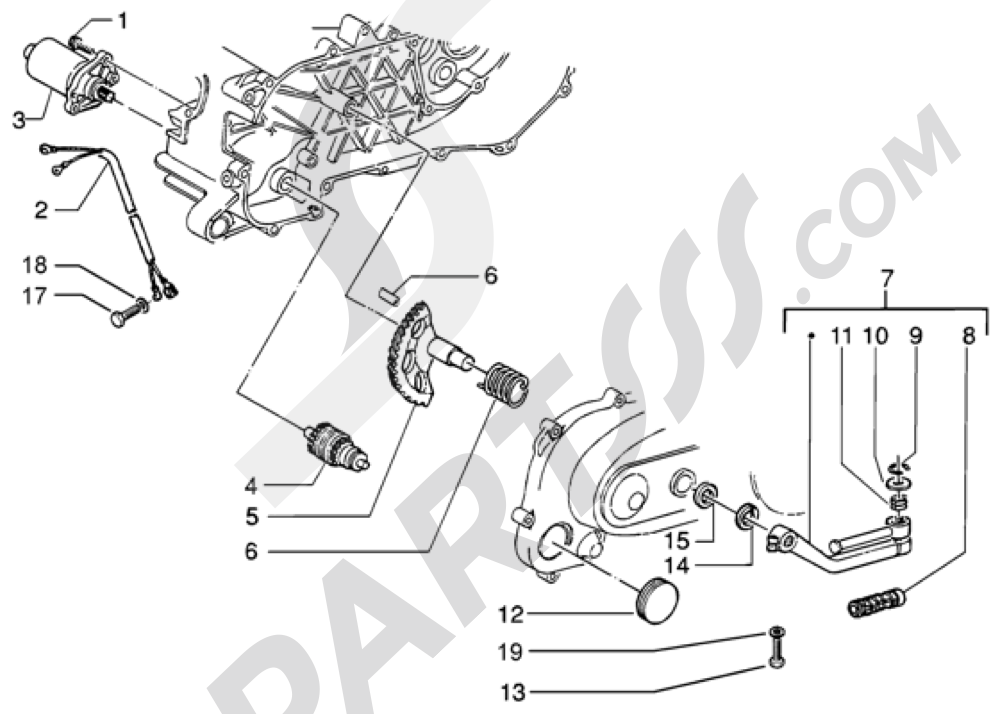 Motor de arranque-palanca de arranque Piaggio NRG MC3 DT 1998-2005