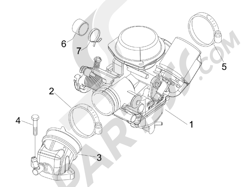 Carburador completo - Racord admisi—n Piaggio X Evo 125 Euro 3 (UK) 2007-2016