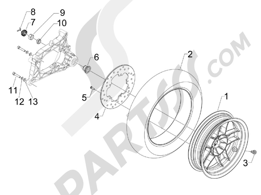 REAR WHEEL Piaggio X7 250 ie Euro 3 2008