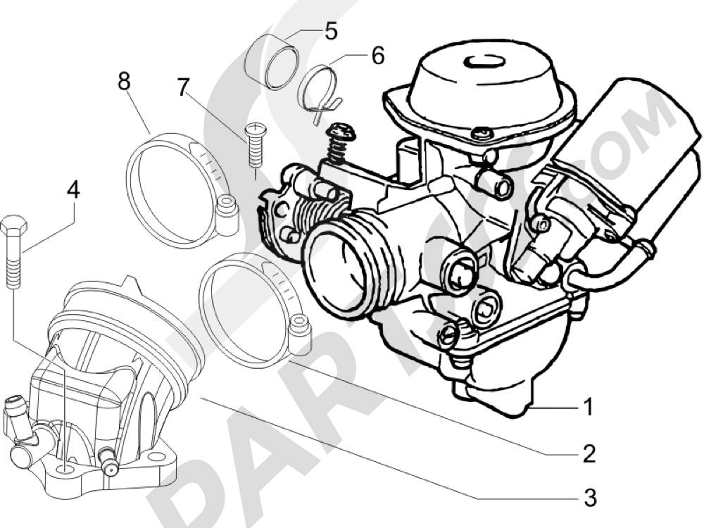 Carburador completo - Racord admisi—n Piaggio X8 125 Premium Euro 2 2006