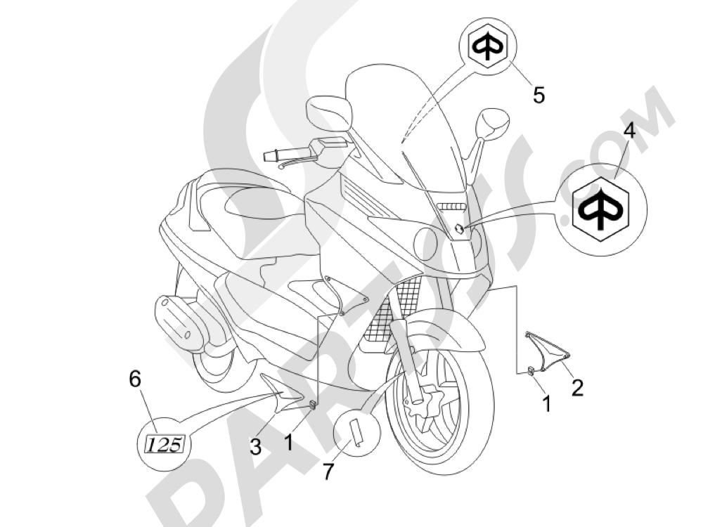 Letreros - Escudos Piaggio X8 125 Premium Euro 2 2006