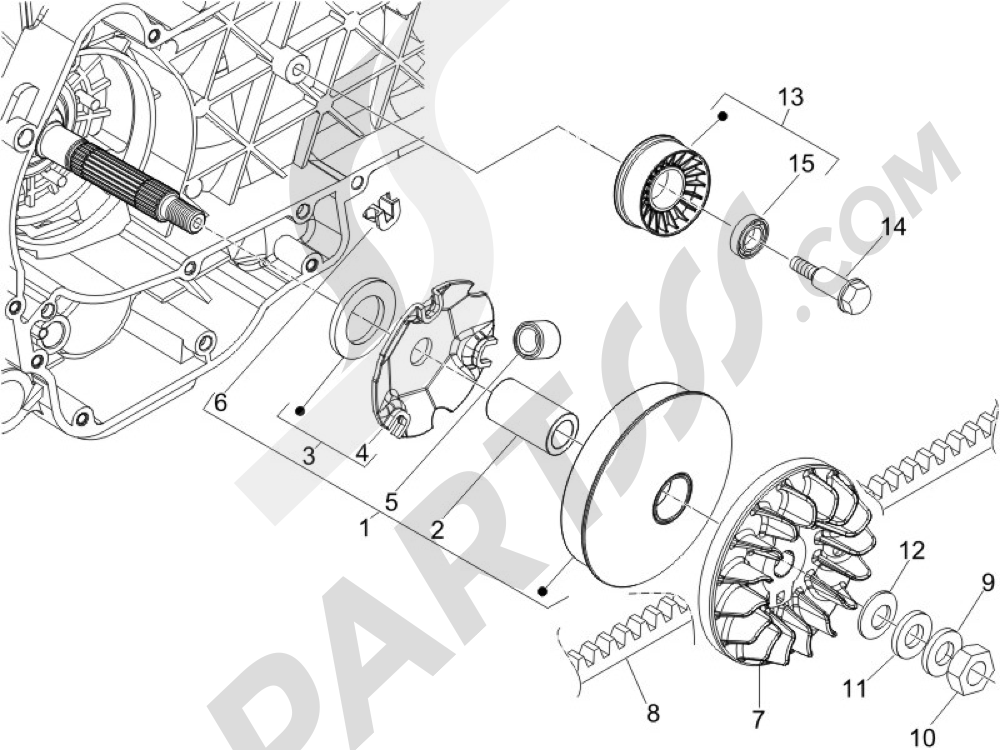 Polea conductora Piaggio X8 250 ie 2005-2008