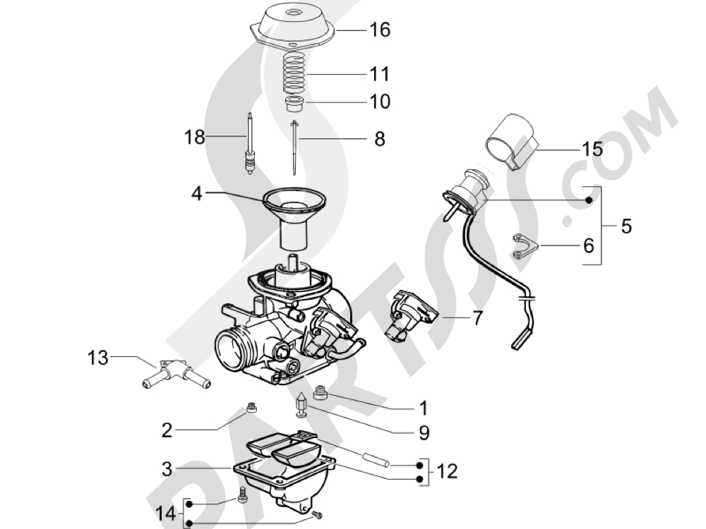 Componentes de carburador Piaggio X9 125 Evolution Euro 3 2007