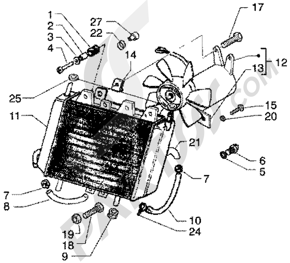 MF4667 - Radiateur D'Eau ORIGINALE Piaggio pour beverly 350 à Partir De