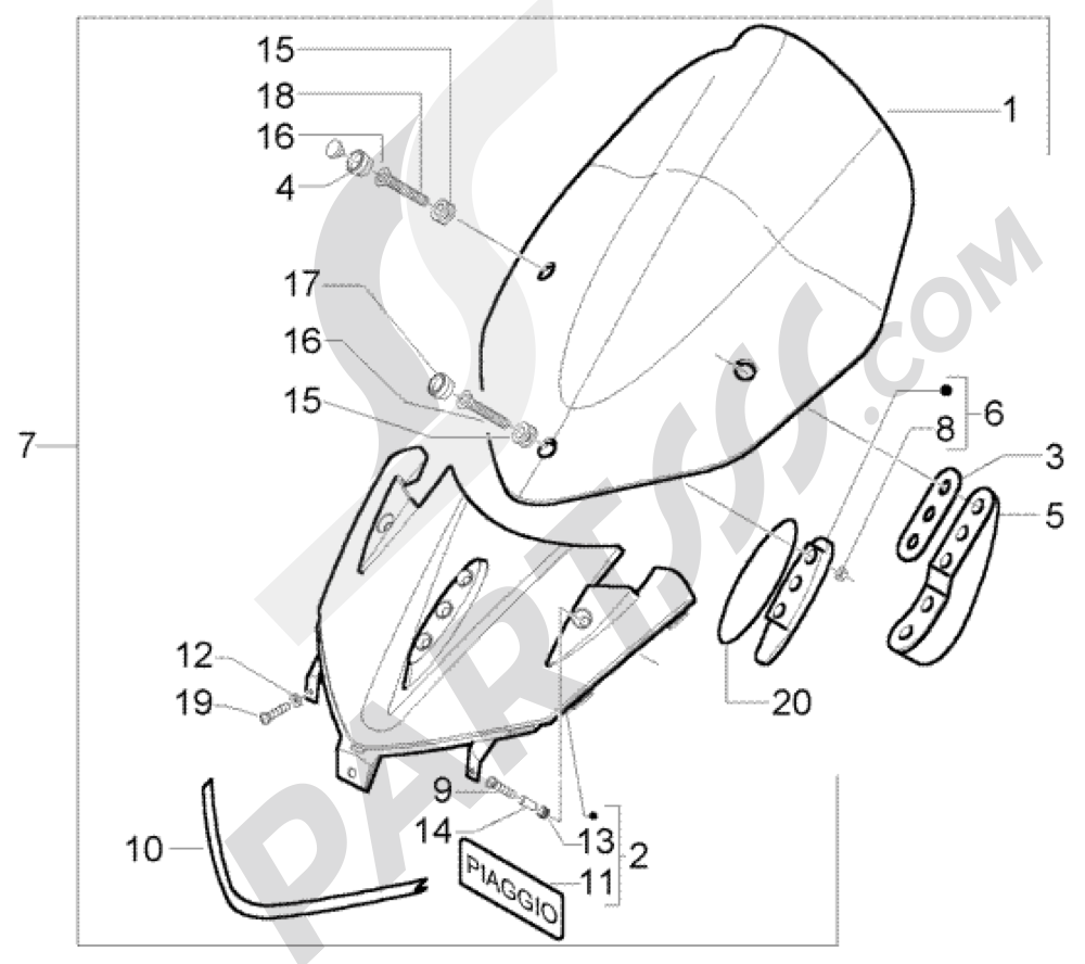 WINDSHIELD Piaggio X9 500 Evolution (U.S.A.) 1998-2005