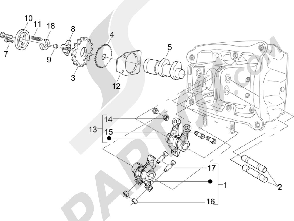 Groupe support balanciers Piaggio X9 500 Evolution 2006-2007