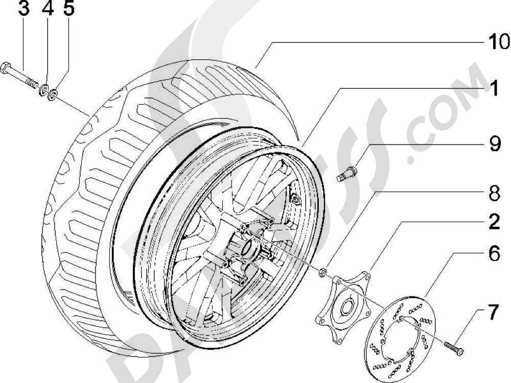 REAR WHEEL Piaggio X9 500 Evolution 2006-2007