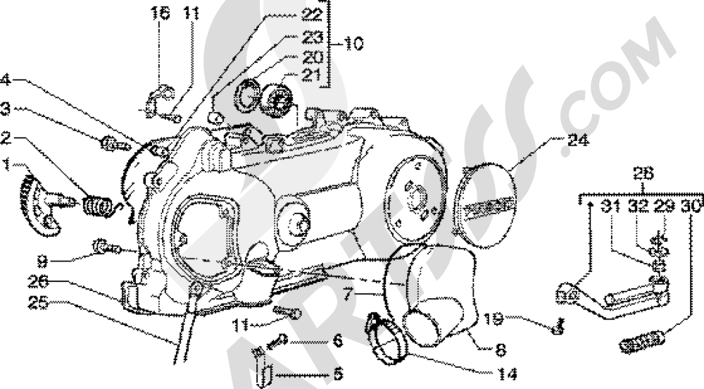 Arranque a pedal-refrigeracion carter Piaggio Zip 125 4T 1998-2005